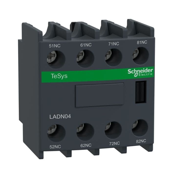 وحدة توصيل مساعدة من شنايدر إلكتريك، TeSys D، 4NC، تركيب أمامي، أطراف توصيل بمشابك لولبية